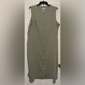 Columbia Sleeveless Olive Button-Front Women's Dress